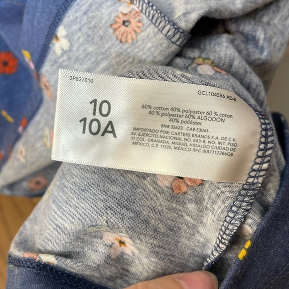 CARTERS NWT Girls Size 10 Floral Jersey Dress Navy Blue Red Long Sleeve - Picture 10 of 15